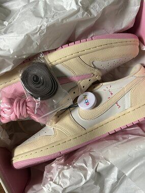 NEW IN BOX Air Jordan 1 Low x Travis Scott Shy Pink Shoes - IQ7604-100 - Size 12